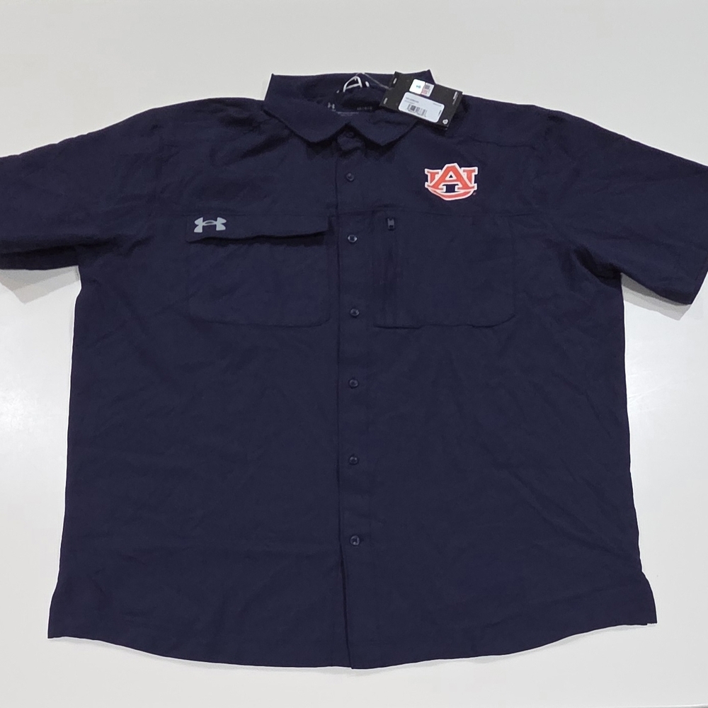 AUBURN TIGERS|Under Armour NCAA College Fishing Button Up|Size Large (Loose Fit)